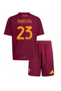 AS Roma Gianluca Mancini #23 Jalkapallovaatteet Lasten Kotipeliasu 2025-26 Lyhythihainen (+ Lyhyet housut)